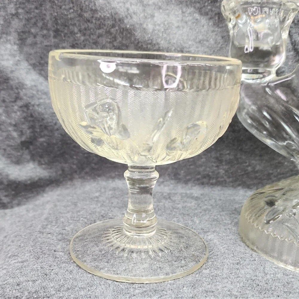 Jeannette Iris & Herringbone Glass Glass Lot Vintage Sherbets and Candle holders
